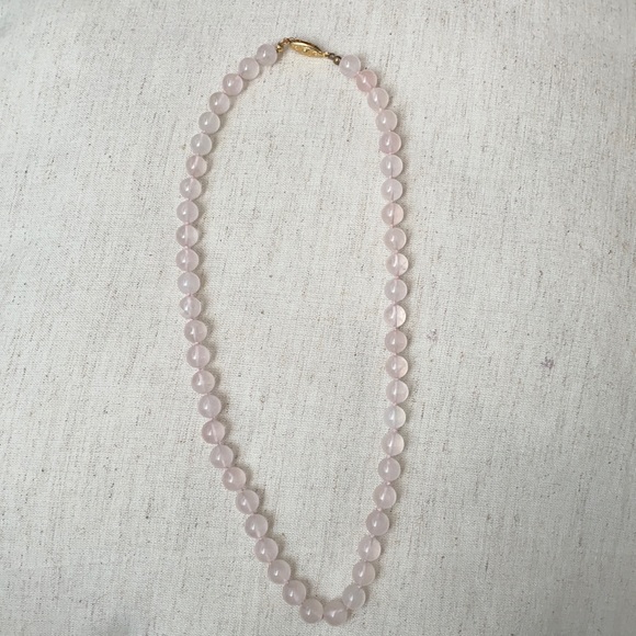 Hand Knotted Pink Rose Quartz Necklace 18” - Picture 2 of 4